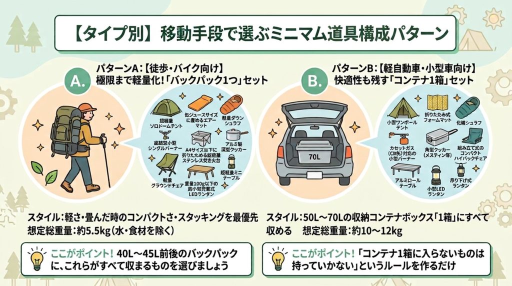 道具構成パターンの説明画像
