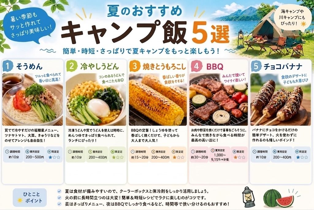 夏キャンプ飯の参考画像