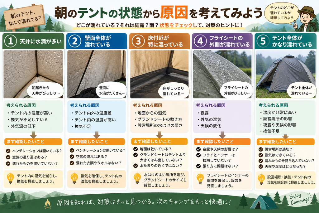 テントのどこが濡れているかチェック補助画像