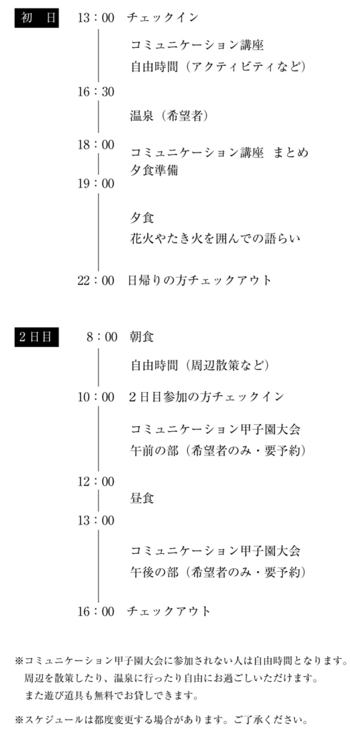 サマーキャンプの流れ