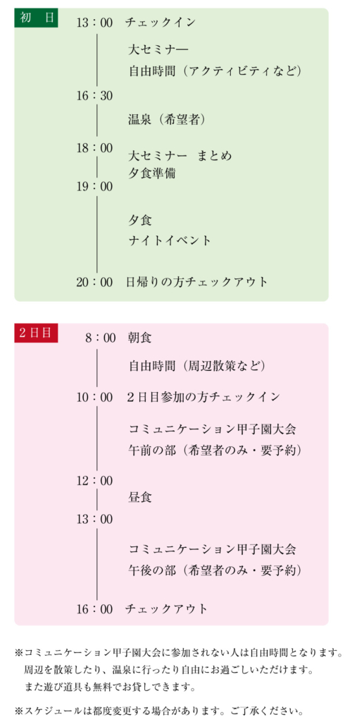 サマーキャンプの流れ